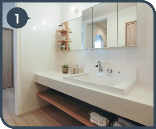 広々造作風洗面コーナー